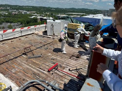 Overview of rusted deck in the targeted area. 