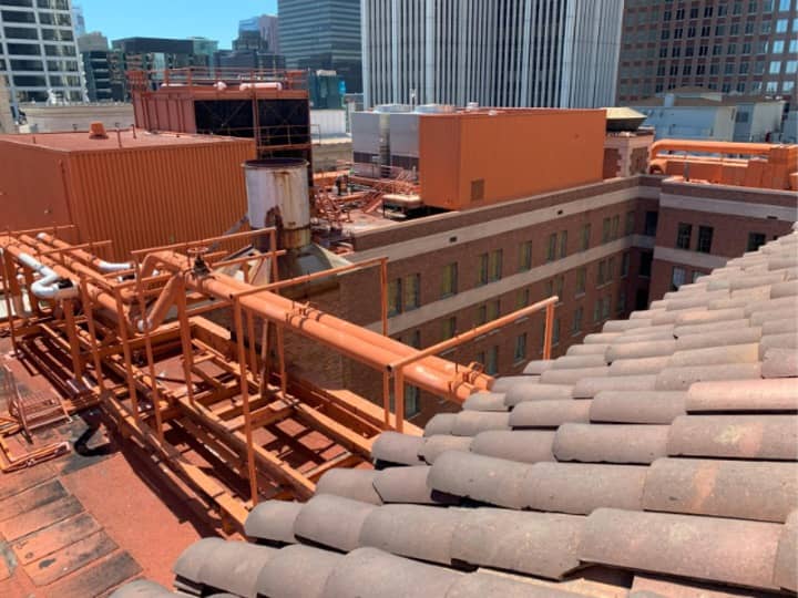 Note numerous pipes presenting design challenge 