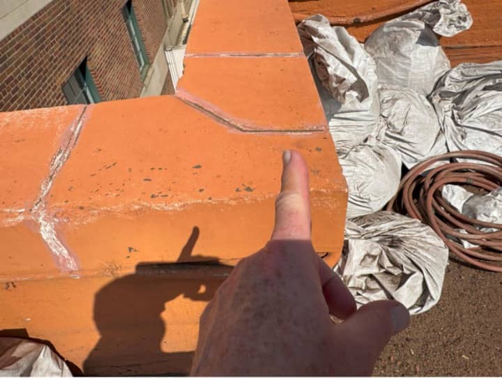 And coping cross joints to receive 1047 mastic 