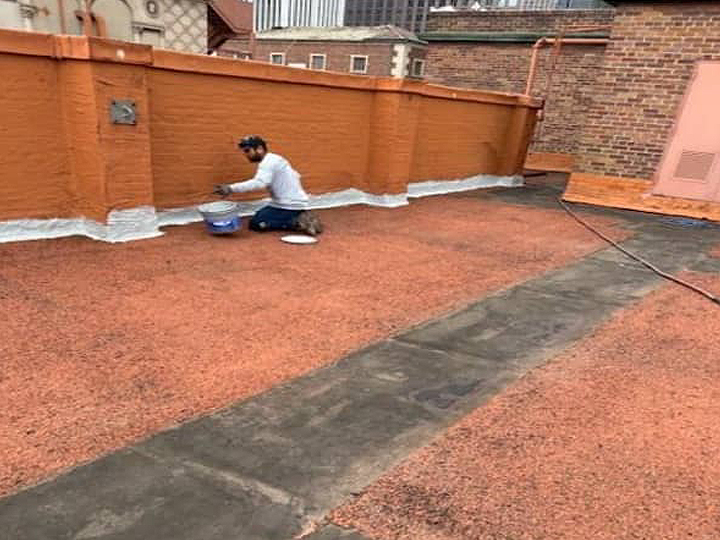 Work on the baseflashings continues 